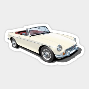 MGB Roadster in old english white Sticker